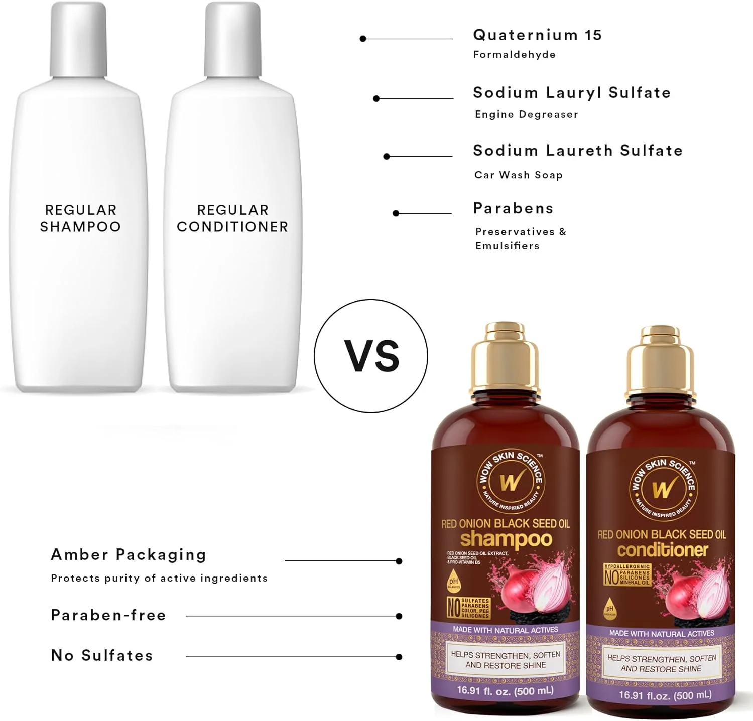 مجموعه شامپو و نرم کننده پیاز قرمز و روغن دانه سیاه واو اسکین ساینس - شامپو و نرم کننده کاملا طبیعی - مجموعه شامپو و نرم کننده برای خارش پوست سر و موهای رنگ شده