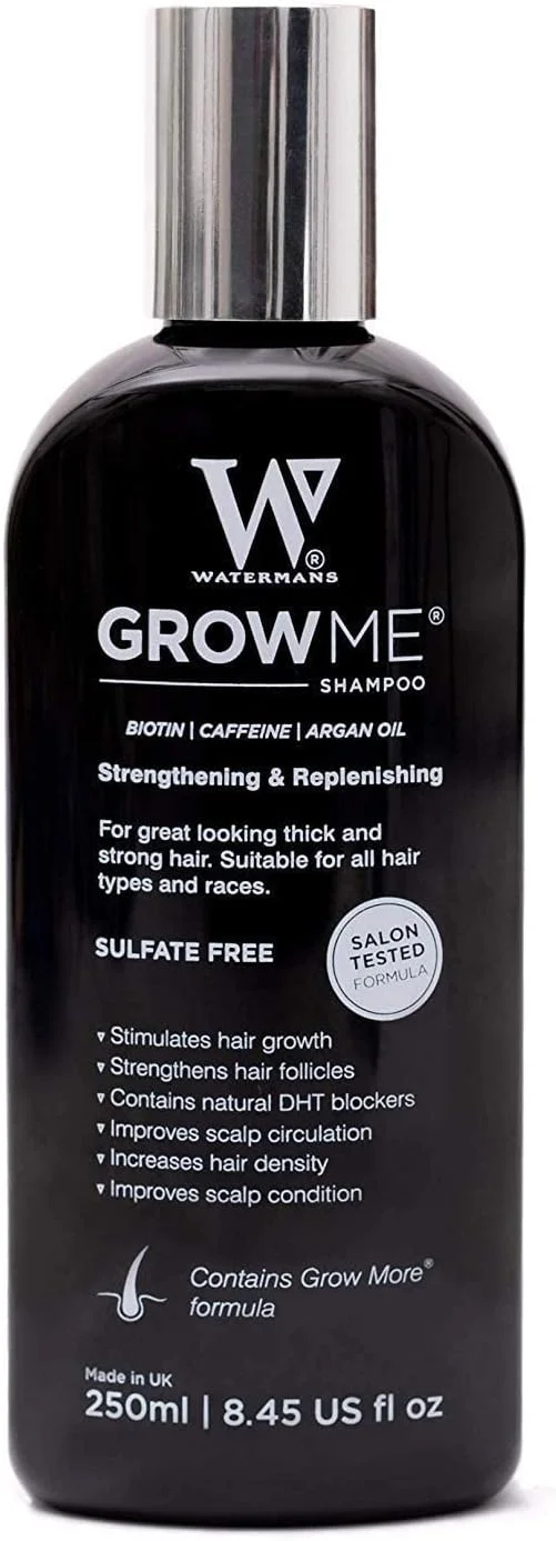شامپو تقویت کننده و رشد مو واترمنز، بدون سولفات و پارابن، حاوی کافئین، بیوتین، روغن آرگان، آلانتوئین و رزماری. پرفروش ترین شامپو در انگلستان