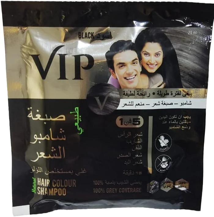 شامپو رنگ موی مشکی طبیعی وی آی پی اورجینال 20 میلی لیتر - عربی