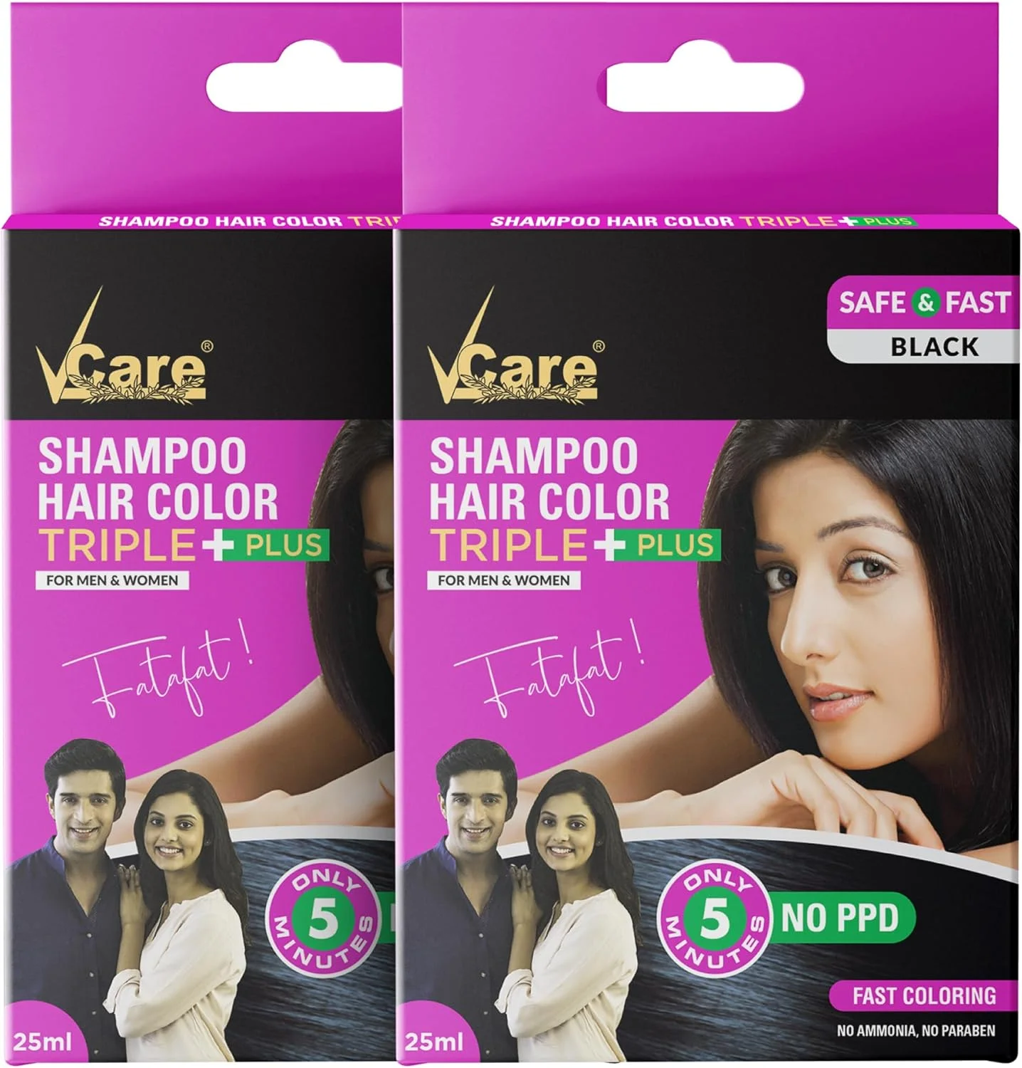 شامپو رنگ مو وی‌کر، مشکی، 25 میلی لیتر