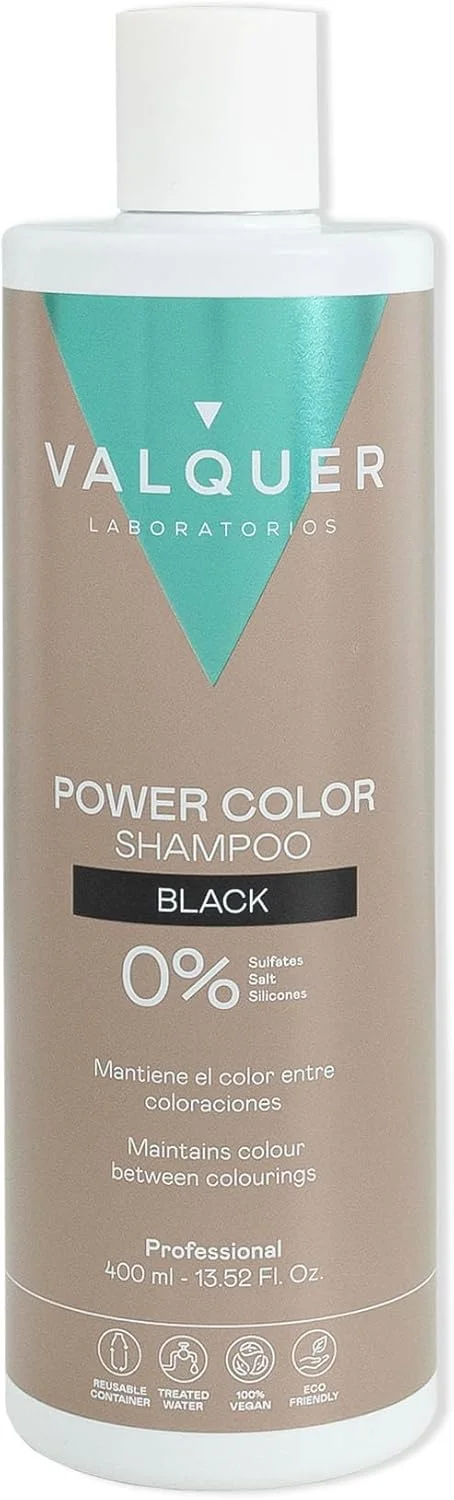 شامپو حرفه ای والکر پاور کالر مخصوص موهای رنگ شده، وگان و بدون سولفات (موی مشکی) تقویت کننده رنگ مو - 400 میلی لیتر