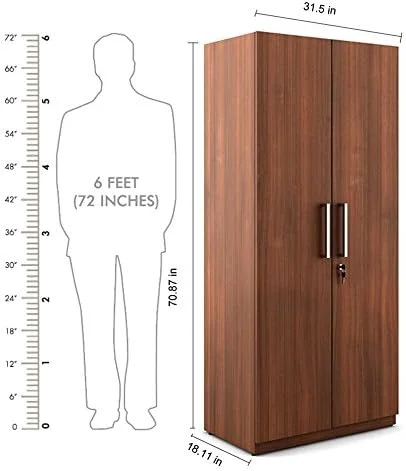 کمد لباس دو درب اسپیس وود مدل Optima، جنس چوب مهندسی شده، رنگ گردویی ریگاتو کمد لباس دو درب اسپیس وود مدل Optima، جنس چوب مهندسی شده، رنگ گردویی ریگاتو