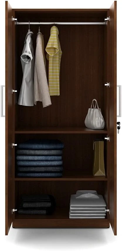 کمد لباس دو درب اسپیس وود مدل Optima، جنس چوب مهندسی شده، رنگ گردویی ریگاتو کمد لباس دو درب اسپیس وود مدل Optima، جنس چوب مهندسی شده، رنگ گردویی ریگاتو