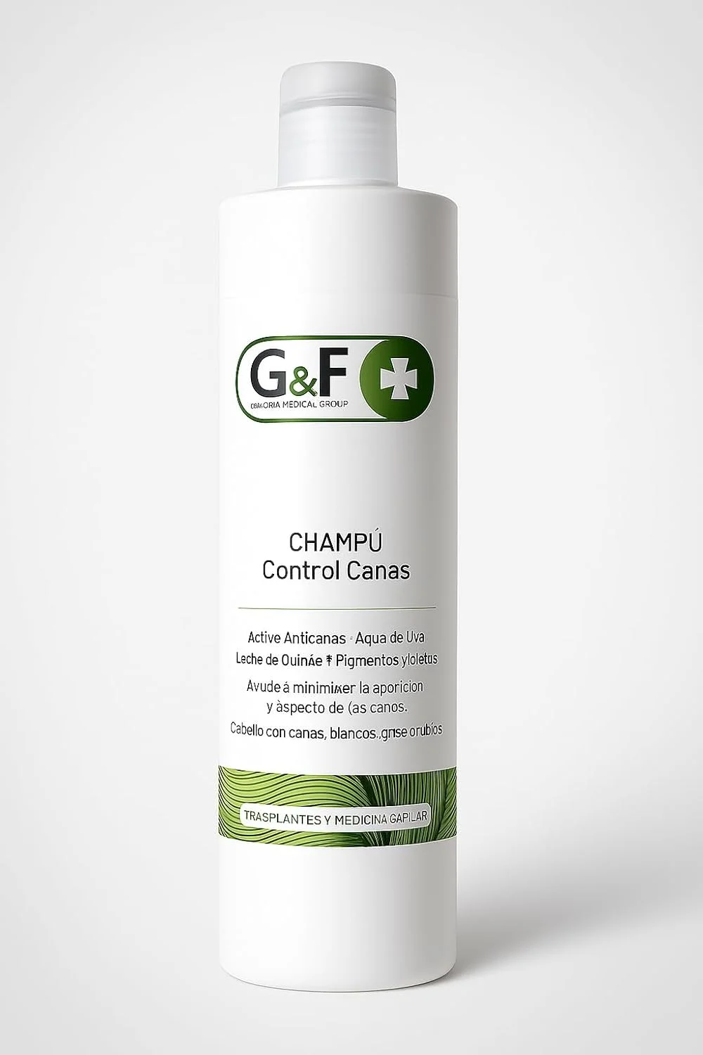 شامپو کنترل موهای خاکستری G&F TRANSPLANTES Y MEDICINA CAPILAR - کمک به کاهش ظاهر موهای خاکستری - شامپو - شامپو طبیعی ضد موهای خاکستری - 300 میلی لیتر - برای مراقبت روزانه مو -