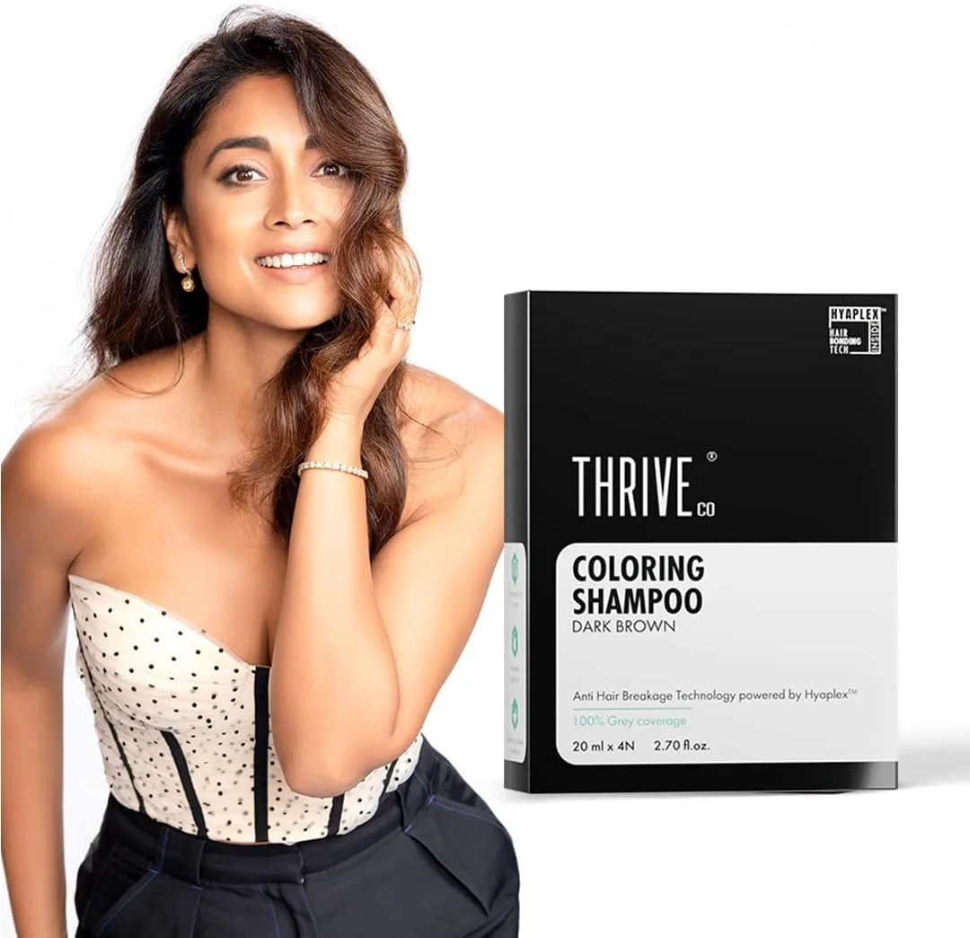شامپو رنگ مو ThriveCo، قهوه ای تیره | شامپو رنگ مو فوری 5 دقیقه ای | پوشش 100% موهای سفید | بدون آمونیاک، ماندگاری طولانی | پایان براق با Hyaplex™ | برای آقایان و بانوان | بسته