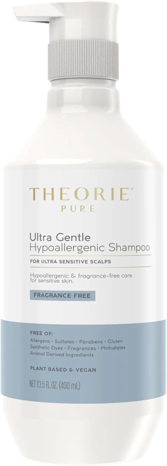 شامپو فوق ملایم و ضد حساسیت تئوری 400 میلی لیتر | رطوبت تجدید شده درخشان | برای پوست سر بسیار حساس | بدون مواد آلرژی زا، سولفات، پارابن و فتالات | بدون عطر