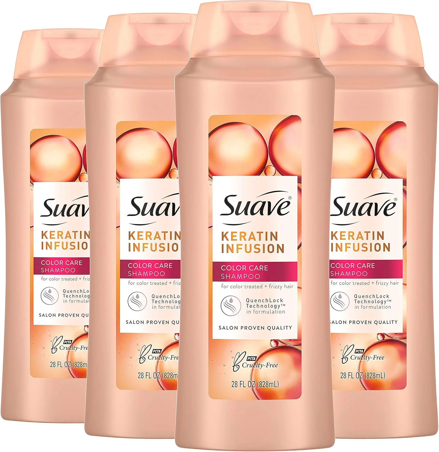 شامپو مراقبت از رنگ مو Suave Professionals، شامپو محافظت از رنگ مو حاوی کراتین، 828 میلی لیتر (بسته 4 عددی)