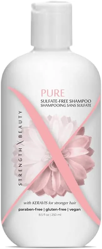 استرنگث ایکس بیوتی - شامپو خالص بدون سولفات - شامپو پاک کننده عمیق برای تغذیه موهای سالم و پرپشت - فرمول وگان بدون سولفات با Keravis PE (8.4)