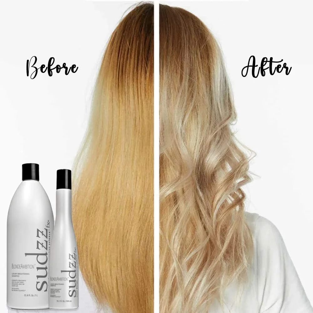 شامپو روشن کننده لوکس بلوند امبیشن سودز اف ایکس - شامپو موهای بلوند - شامپو بدون سولفات برای آقایان و بانوان - شامپو سایز مسافرتی - شامپو موهای رنگ شده - شامپو آبی برای موهای خاکستری، 300 میلی لیتر