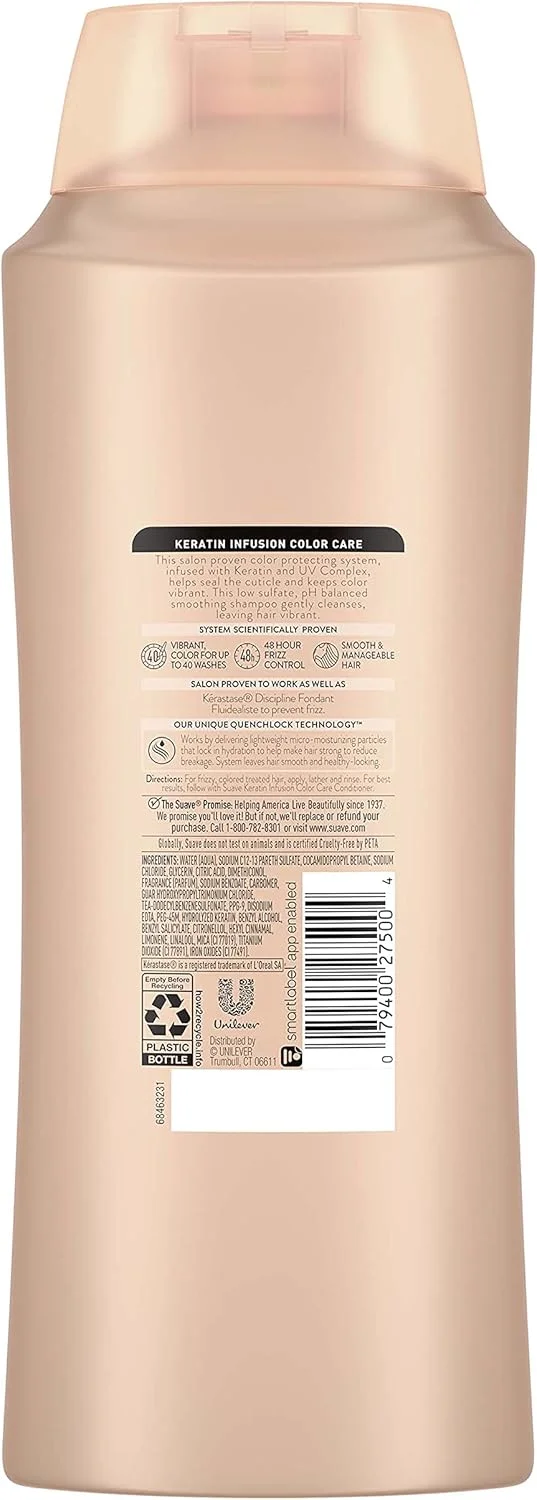 شامپو مراقبت از رنگ مو Suave Professionals، شامپو محافظت از رنگ مو حاوی کراتین، 828 میلی لیتر (بسته 4 عددی)