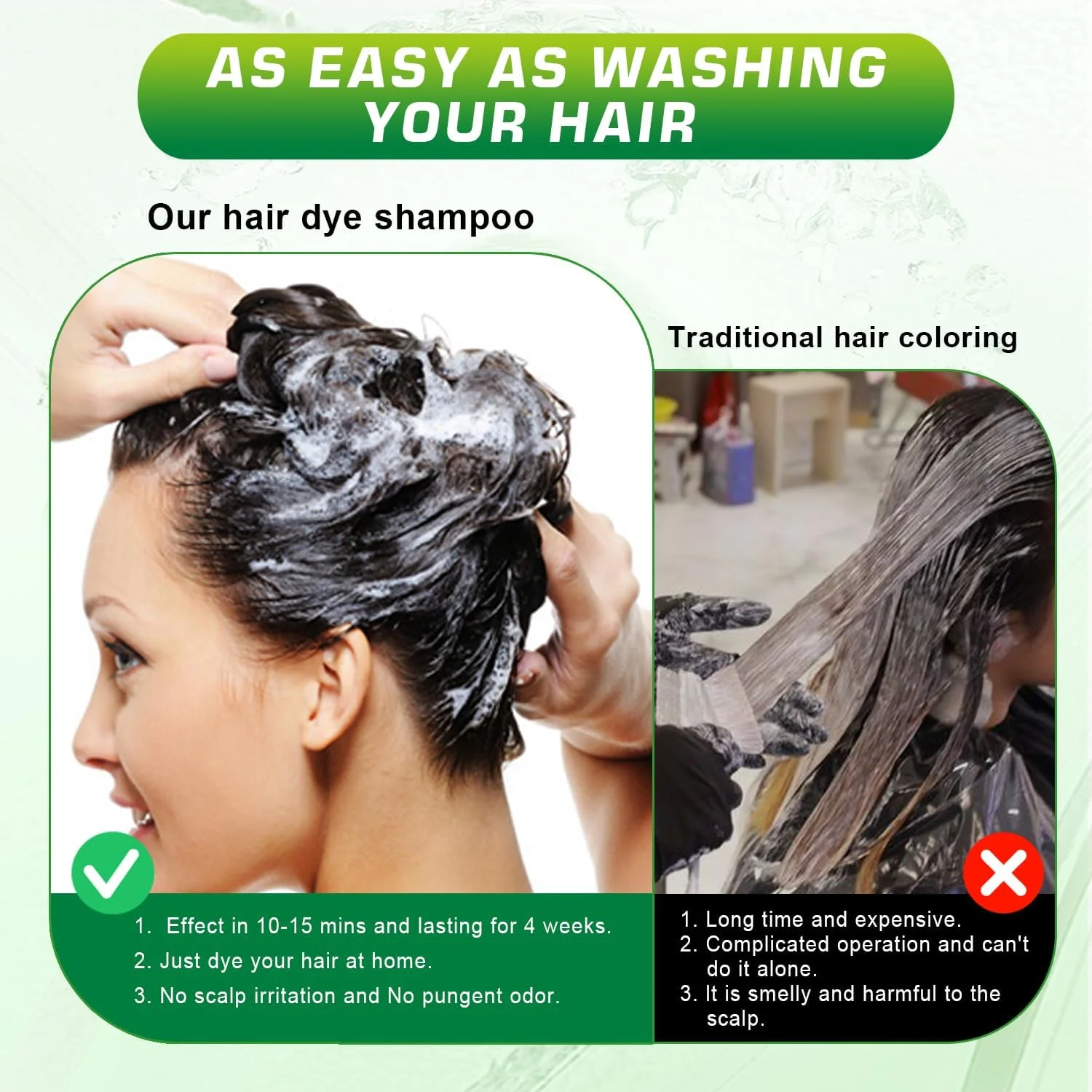 شامپو رنگ موی مشکی سوپرگودر - 400 میلی لیتر رنگ موی فوری و طبیعی دکسی برای آقایان و بانوان، رنگ موقت، استفاده آسان، ماندگاری 30 روز، مواد طبیعی با عملکرد سریع