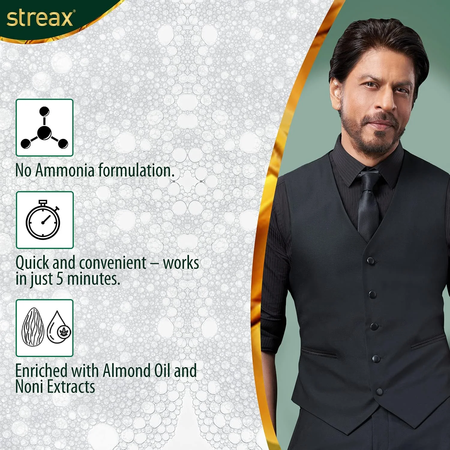 رنگ مو شامپویی فوری استریکس مناسب آقایان و بانوان | غنی شده با روغن بادام و عصاره نونی | رنگ فوری ماندگار | مشکی طبیعی، 15 میلی لیتر (بسته 10 عددی)