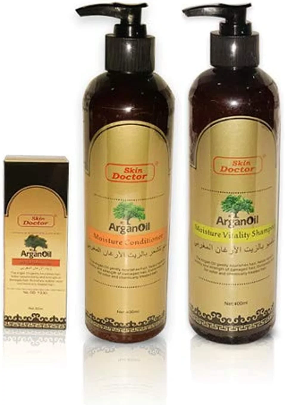 پک شامپو و نرم کننده روغن آرگان و مرطوب کننده اسکین دکتر