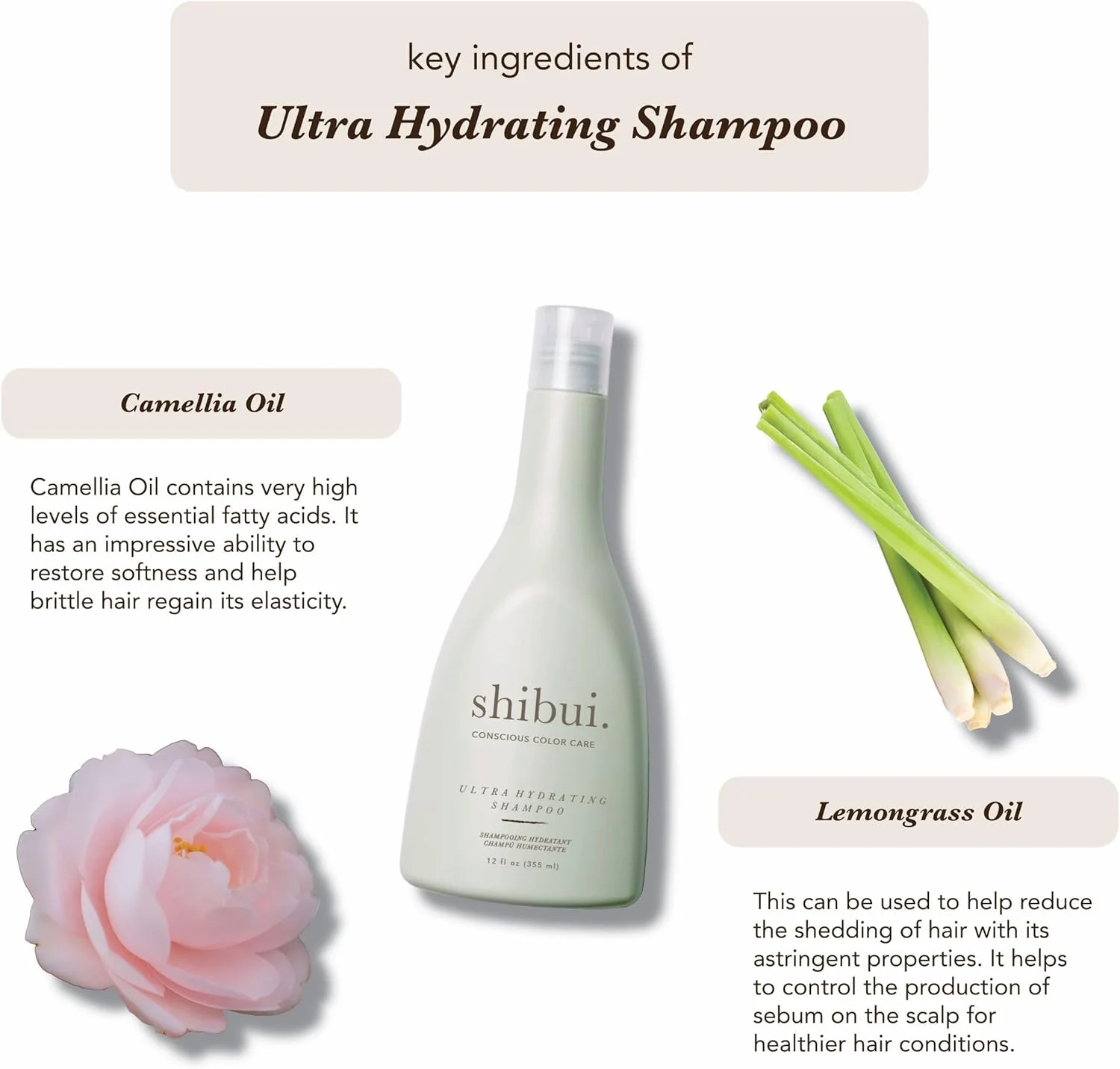 شامپو فوق آبرسان شیبویی، محافظت و پاکسازی غنی از رطوبت با روغن های کاملیا و علف لیمو برای موهای متوسط ​​تا زبر، بدون سیلیکون، 1000 میلی لیتر