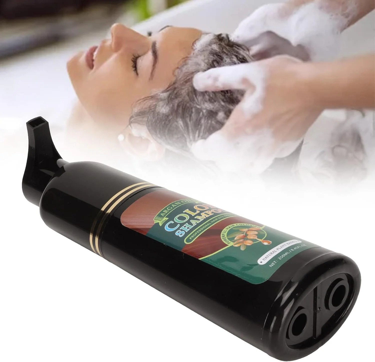 شامپو رنگ مو قهوه ای تیره 250 میلی لیتری، شامپو رنگ کننده سریع مو پوشش دهنده موهای سفید، شامپو رنگ مو مغذی، شامپو رنگ مو