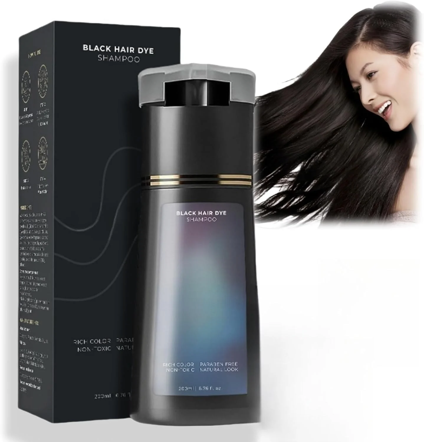 شامپو رنگ مو، شامپوهای نیمه دائمی پوشش دهنده موهای سفید، شامپو رنگ فوری برای آقایان و بانوان، کیت رنگ مو گیاهی طبیعی (مشکی) شامپو رنگ مو، شامپوهای نیمه دائمی پوشش دهنده موهای سفید، شامپو رنگ فوری برای آقایان و بانوان، کیت رنگ مو گیاهی طبیعی (مشکی)