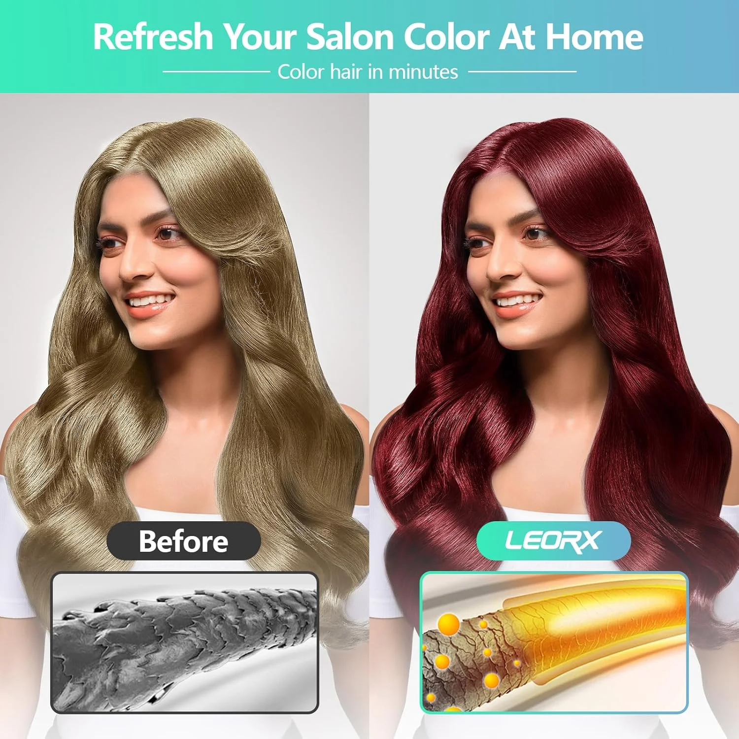 شامپو رنگ مو لوراکس، شامپو رنگ موی شرابی تیره 3 در 1 برای تازه کردن مو، شامپو رنگ موی گیاهی فوری برای زنان و مردان - Tintes Para El Cabello Profesional