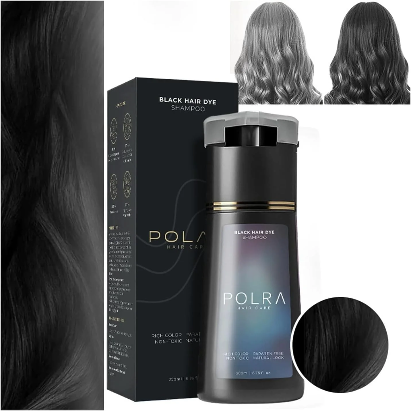 شامپو رنگ مو، شامپوهای نیمه دائمی پوشش دهنده موهای سفید، شامپو رنگ فوری برای آقایان و بانوان، کیت رنگ مو گیاهی طبیعی (مشکی)