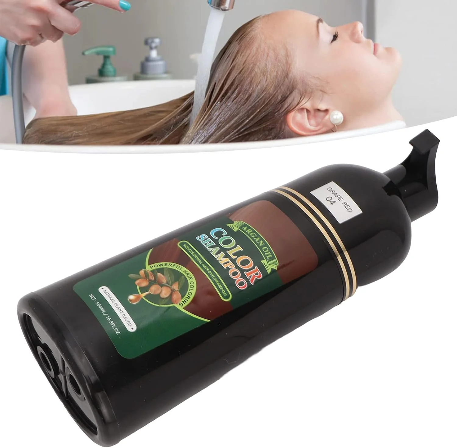 شامپو رنگ مو، شامپو رنگ موی ترمیم کننده و مرطوب کننده، شامپو رنگ موی قرمز انگوری 500 میلی لیتری برای زنان