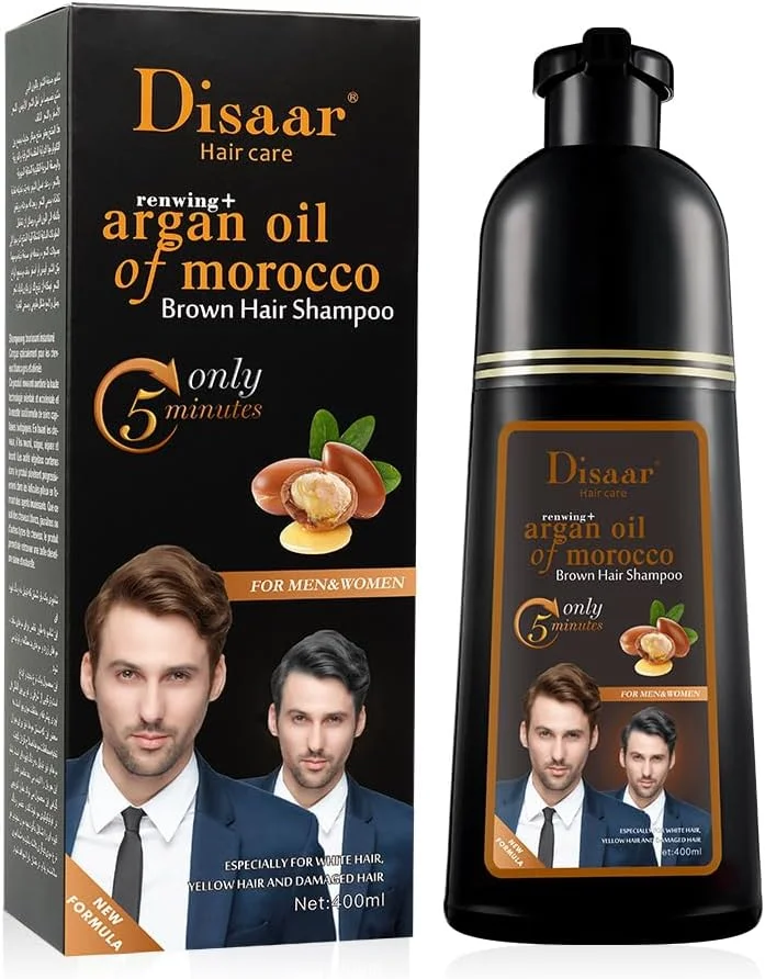 شامپو رنگ مو قهوه ای | شامپو رنگ مو دیسار حاوی روغن آرگان مراکش | رنگ مو فوری در 5 دقیقه | 500ml+500ml شامپو رنگ مو مغذی طبیعی شامپو رنگ مو قهوه ای | شامپو رنگ مو دیسار حاوی روغن آرگان مراکش | رنگ مو فوری در 5 دقیقه | 500ml+500ml شامپو رنگ مو مغذی طبیعی