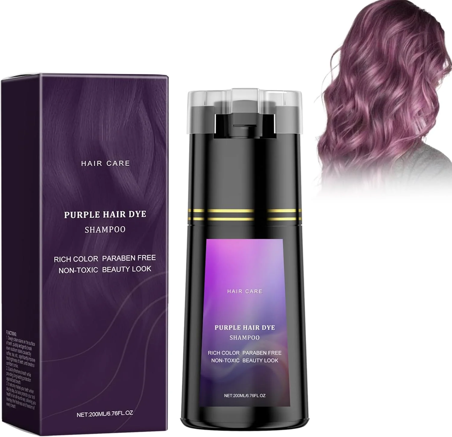 شامپو رنگ مو برای پوشش سریع و طبیعی رنگ - شامپو رنگ موی خاکستری برای زنان و مردان، با مواد طبیعی، استفاده آسان (بنفش، 200 میلی لیتر) شامپو رنگ مو برای پوشش سریع و طبیعی رنگ - شامپو رنگ موی خاکستری برای زنان و مردان، با مواد طبیعی، استفاده آسان (بنفش، 200 میلی لیتر)