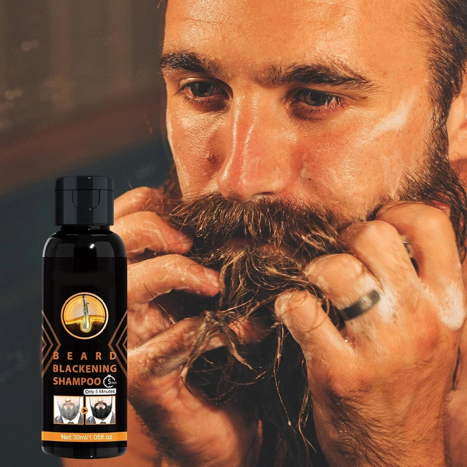 شامپو مشکی کننده مو | شامپو ریش | رنگ موی سریع و طبیعی ارگانیک Polygonum Multiflorum، شامپو رنگ موی گیاهی برای مردان