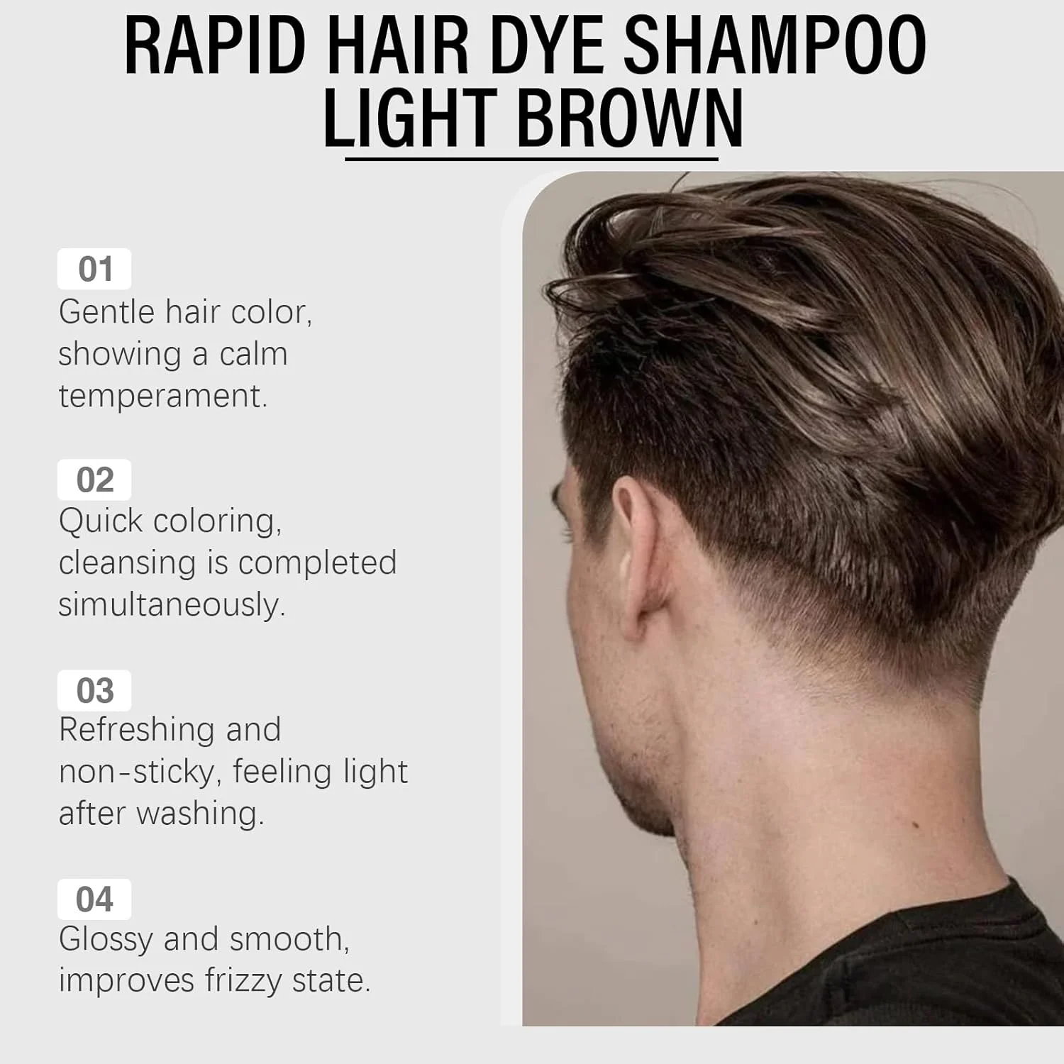 شامپو رنگ مو قهوه ای روشن 3 در 1 با فرمول ماندگاری طولانی غنی شده با روغن آرگان، فورا موهای سفید را رنگ و نرم می کند، استفاده آسان برای آقایان و بانوان، با ظاهری طبیعی و درخشان