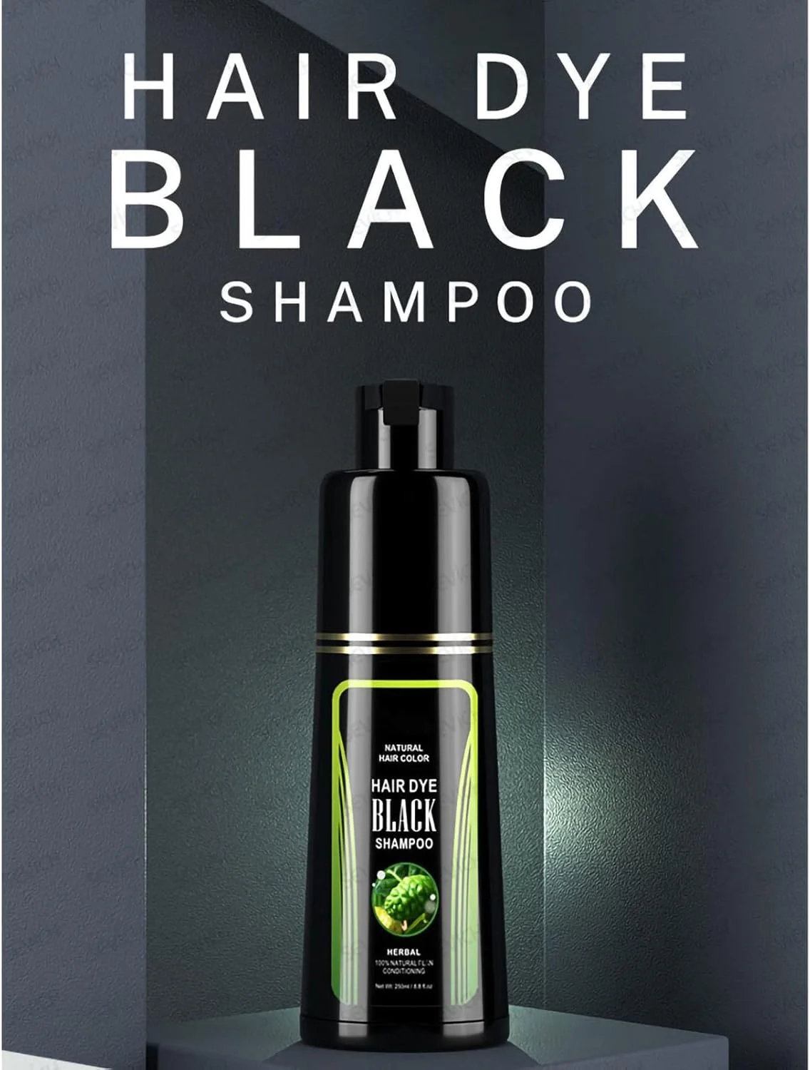 شامپو موی مشکی، شامپو تیره کننده طبیعی، شامپو رشد مو، شامپو رفع موهای سفید، رنگ مو برای رنگ کردن و تغذیه مو (250 میلی لیتر)
