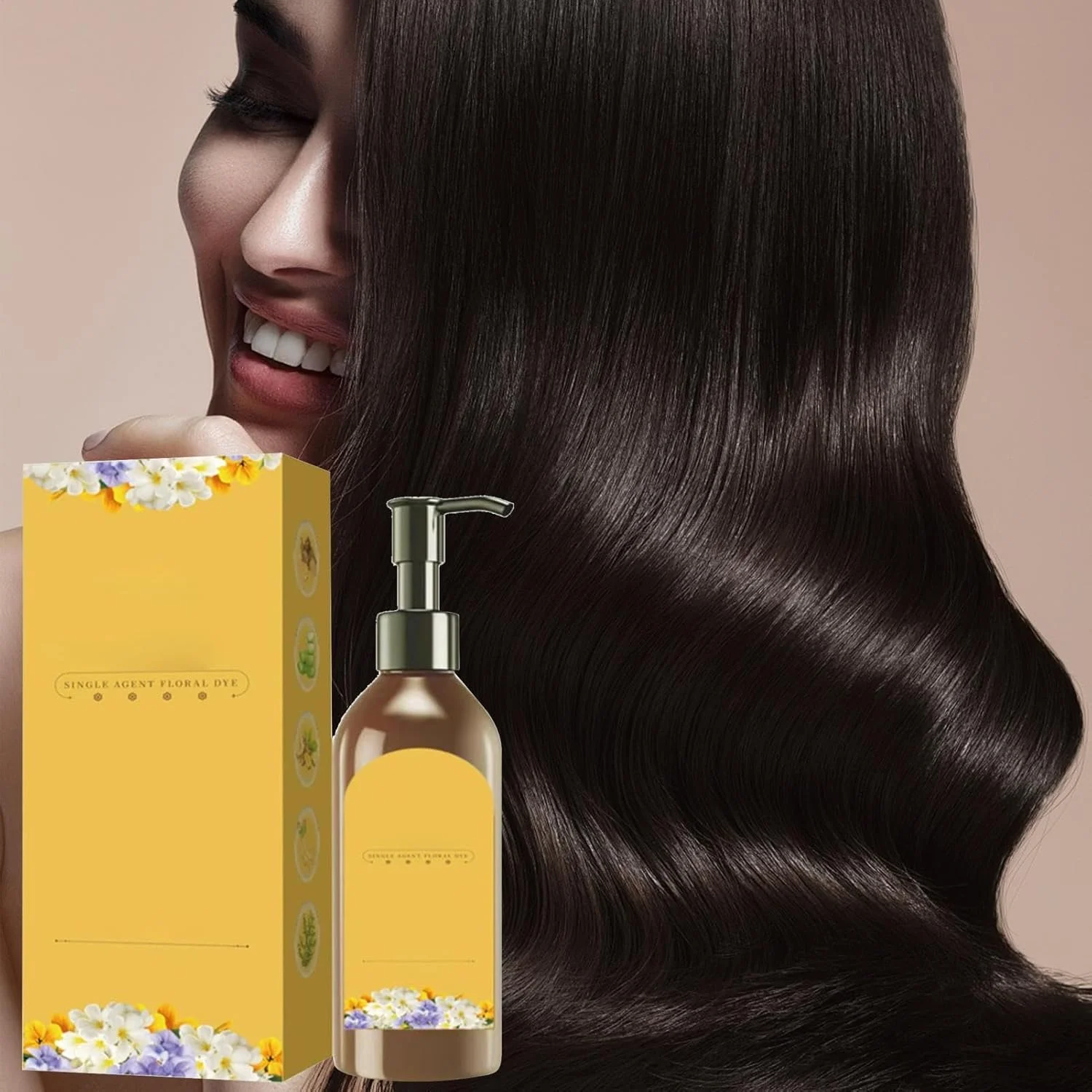 شامپو رنگ مو مشکی و قهوه ای برای موهای سفید، شامپو رنگ مو گیاهی طبیعی، رنگ کردن مو در چند دقیقه، ماندگاری طولانی، 300 میلی لیتر