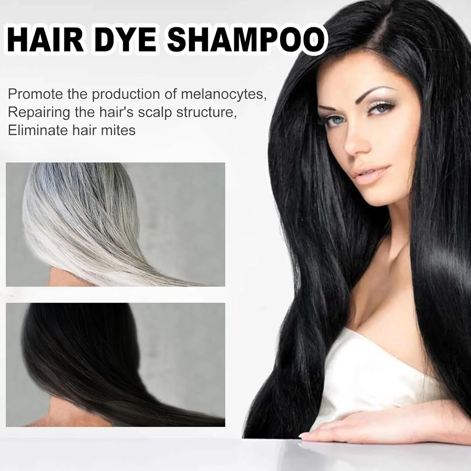 شامپو رنگ مو، شامپو رنگ موی فوری طبیعی، ماندگاری طولانی، برای آقایان و بانوان، 100 میلی لیتر (تیره)