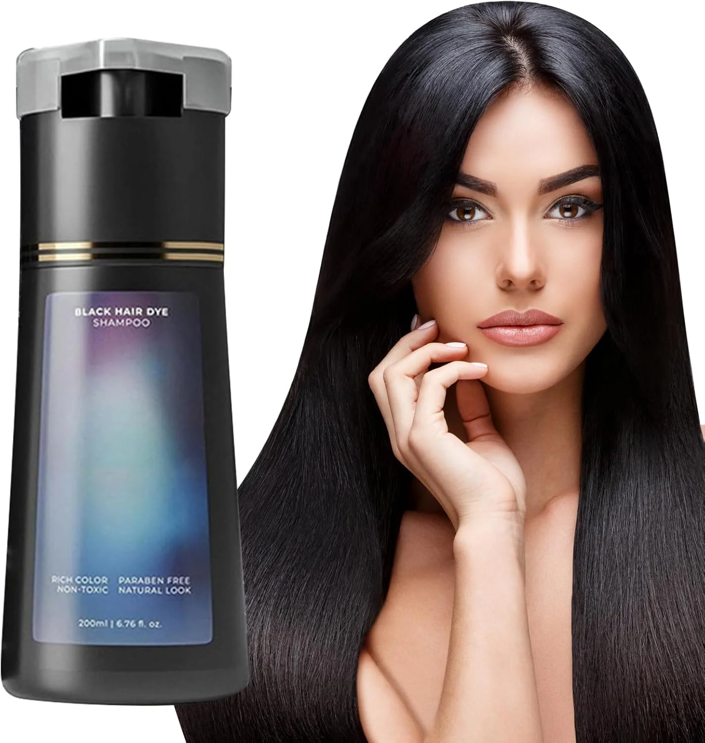 شامپو رنگ مو پلار، شامپو رنگ فوری مراقبت از مو، شامپو رنگ موی طبیعی برای پوشش موهای سفید، مناسب برای زنان و مردان (مشکی)