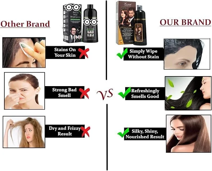 شامپو رنگ مو لونی، شامپو رنگ مو 3 در 1 رنگ آمیزی فوری با مجموعه پودر پوشش ریشه مو مناسب برای پوشش موهای سفید و خاکستری زنان و مردان (400 میلی لیتر، قهوه ای گرم)