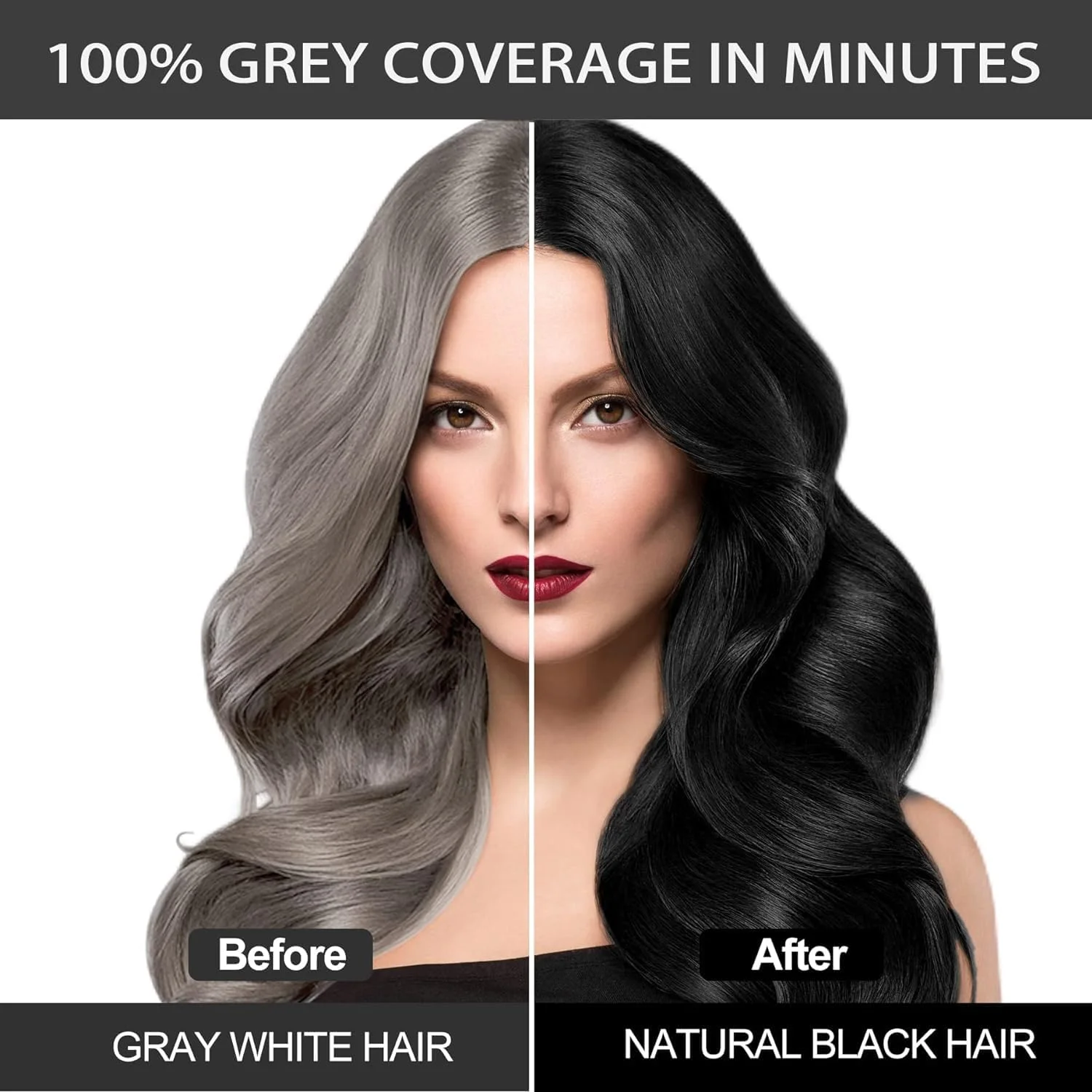 شامپو رنگ مو، شامپو رنگ مو 500 میلی لیتری برای موهای سفید، شامپو رنگ مو فوری، شامپو رنگ مو فوری برای موهای سفید، مردان و زنان (مشکی، 500 میلی لیتر)