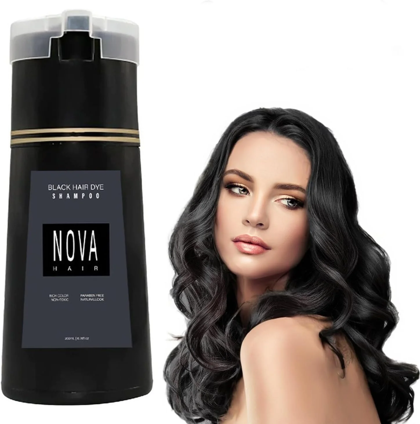 شامپو رنگ مو، شامپو مراقبت از مو 3 در 1، مواد گیاهی، شامپو رنگ مو مشکی برای زنان و مردان، رنگ مو برای پوشش موهای سفید، شامپو رنگ مو با ماندگاری طولانی