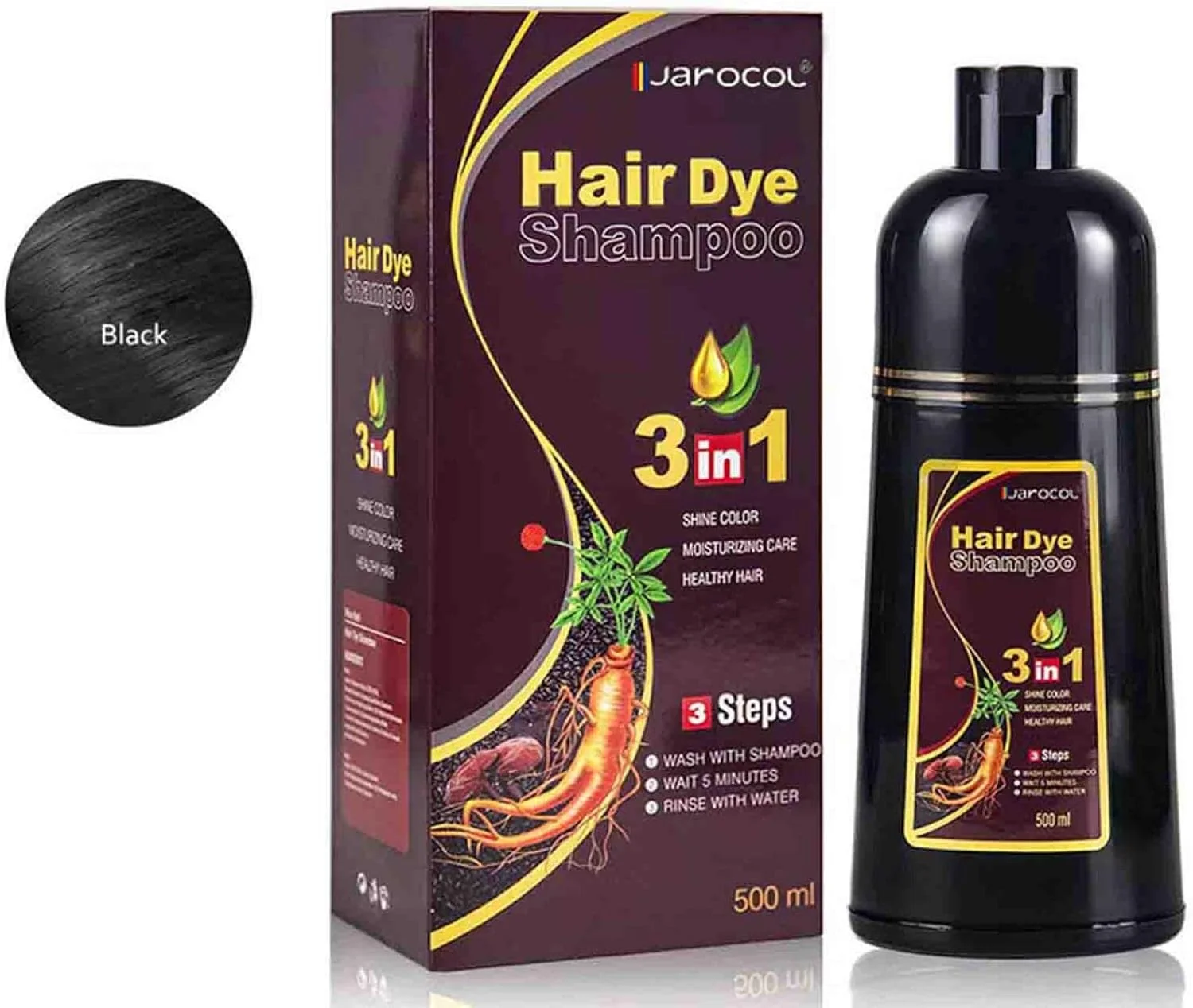 شامپو رنگ موی جدید 2023، شامپو رنگ موی 3 در 1، رنگ موی فوری با مواد گیاهی برای زنان و مردان، شامپو رنگ موی گیاهی برای رنگ کردن موهای سفید و خاکستری در چند دقیقه (قهوه ای)