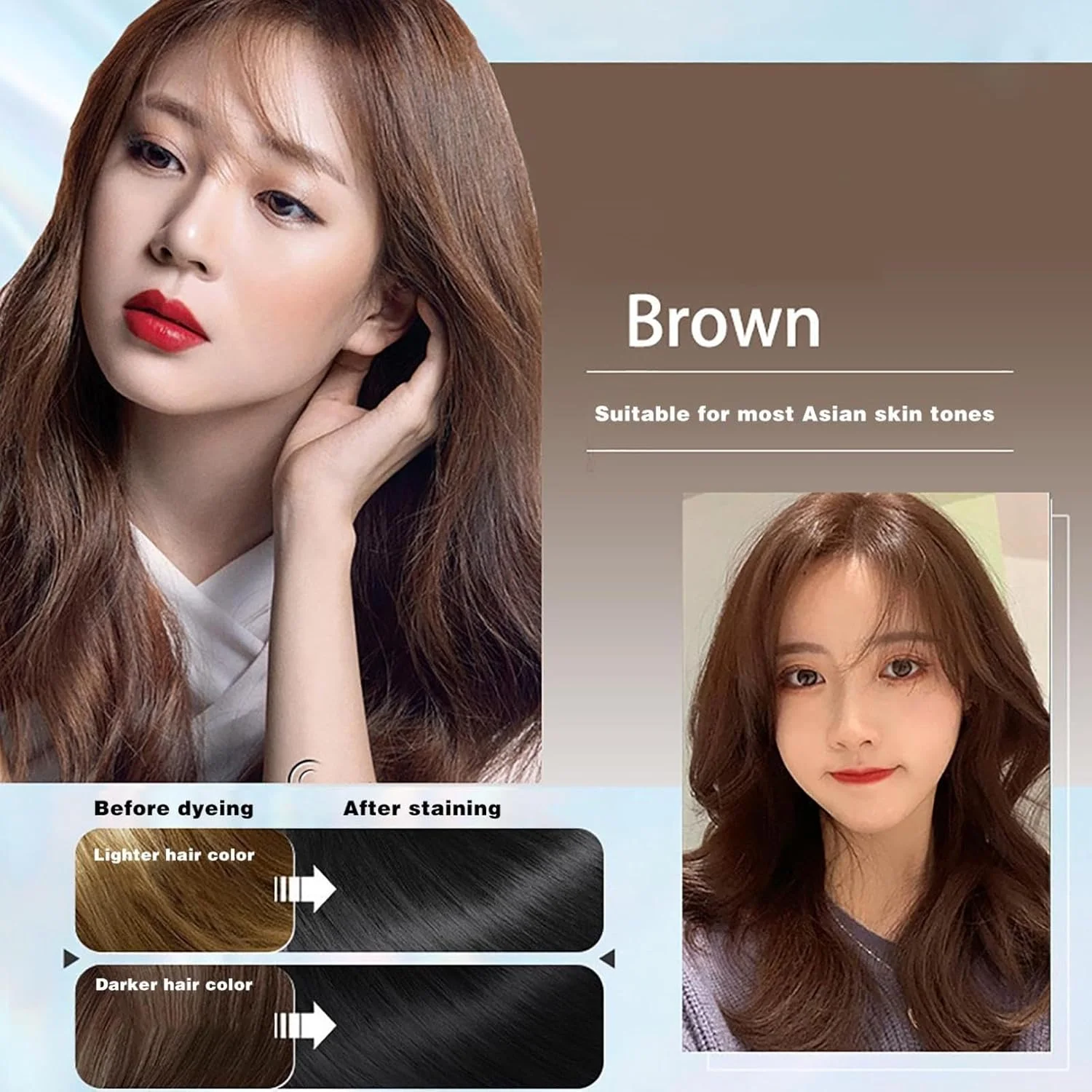 شامپو رنگ مو گیاهی حباب دار، کرم رنگ مو خانگی با شستشوی آسان، شامپو رنگ مو فوری و طبیعی، پوشش طبیعی موهای سفید، شامپو رنگ مو با ماندگاری طولانی (قهوه ای)