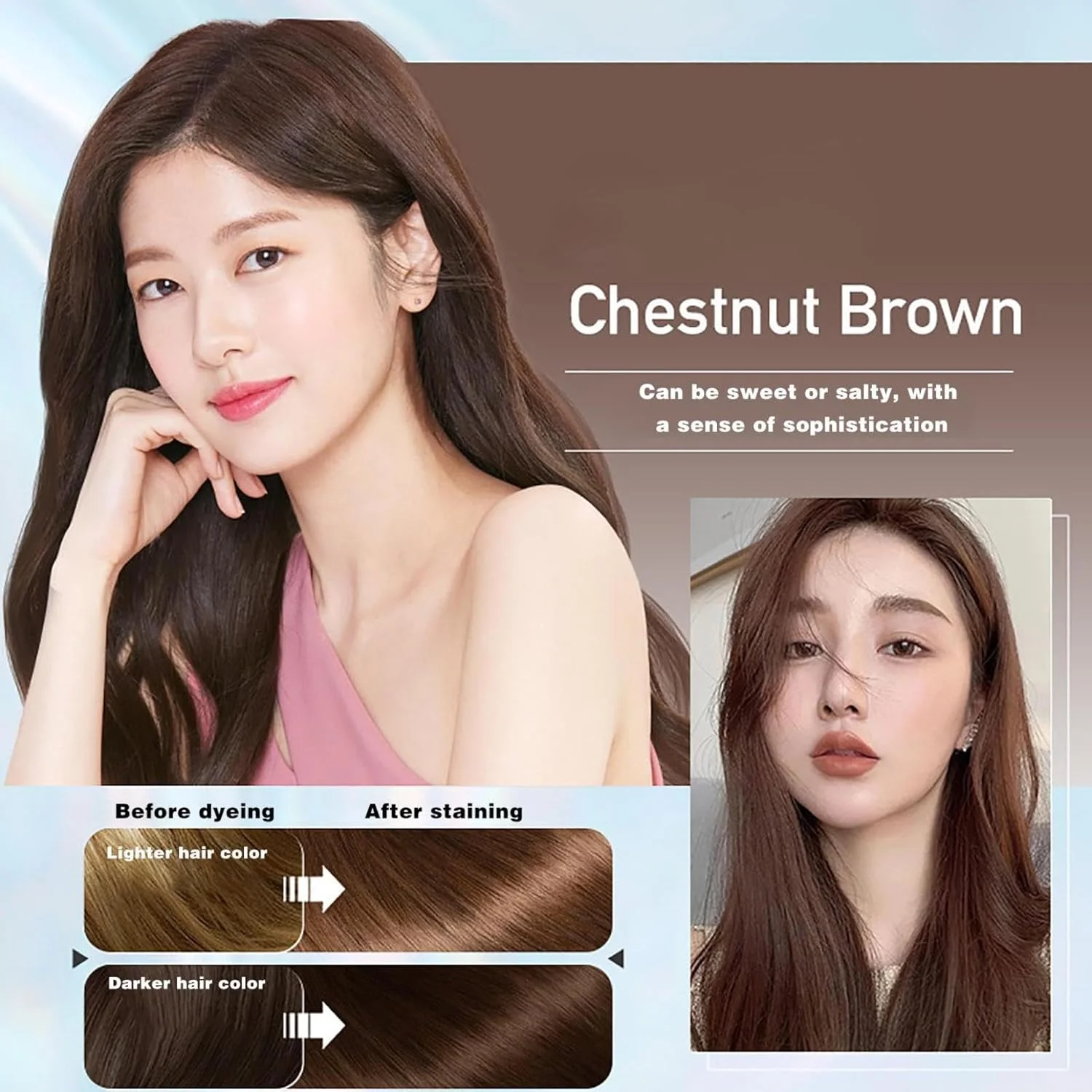 شامپو رنگ مو گیاهی حباب دار، کرم رنگ موی شستشوی آسان خانگی، شامپو رنگ موی فوری طبیعی، پوشش طبیعی موهای خاکستری، شامپو رنگ مو با ماندگاری طولانی (قهوه ای شاه بلوطی)