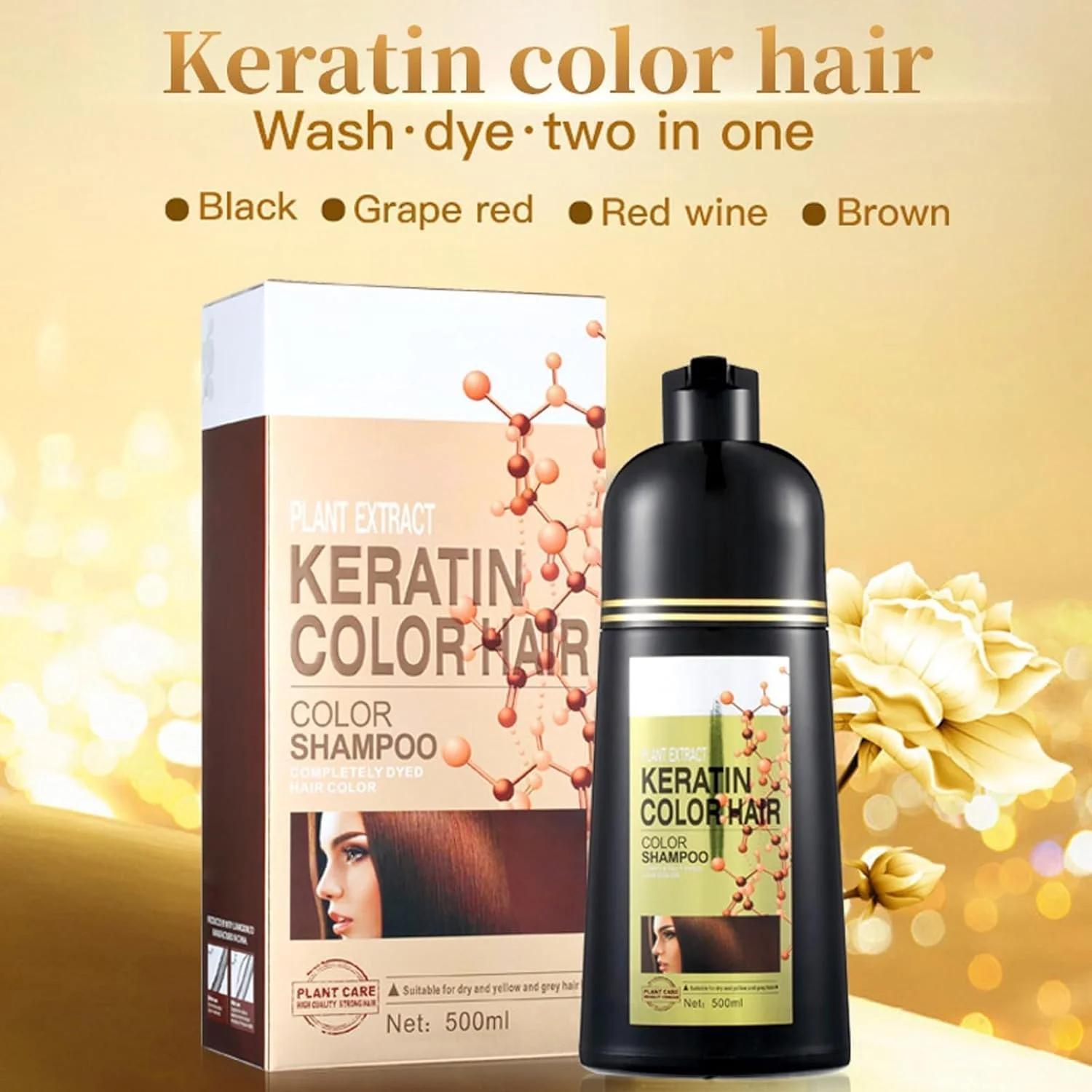 شامپو رنگ مو اترنا ویدا با عصاره گیاهی 6 در 1، شامپو رنگ مو گیاهی طبیعی، رنگ موی طبیعی برای پوشش موهای خاکستری، شامپو رنگ موی فوری 5 دقیقه ای (مشکی)