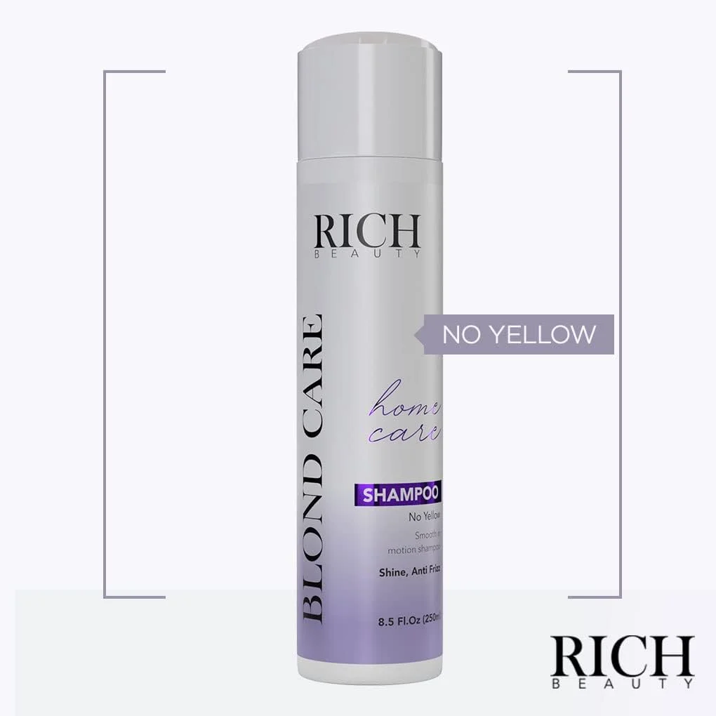 شامپو مو ریچ بیوتی، شامپو بنفش ضد زردی مو، برای خنثی کردن رنگ های زرد موهای بلوند و رنگ شده، 250 میلی لیتر