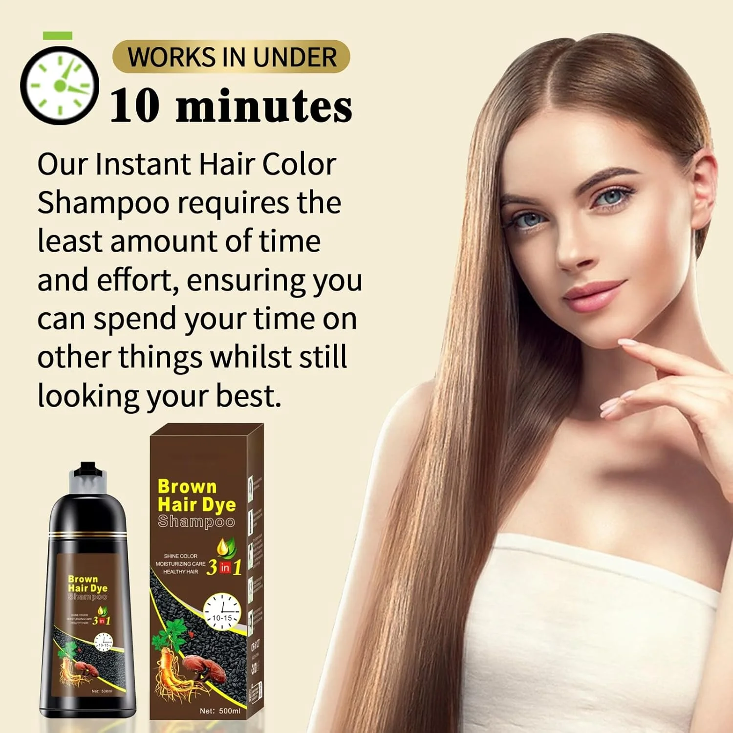 شامپو رنگ مو قهوه ای تیره برای رنگ کردن موهای سفید در عرض چند دقیقه، شامپو رنگ مو، رنگ طبیعی و ماندگار برای آقایان و بانوان 500 میلی لیتر