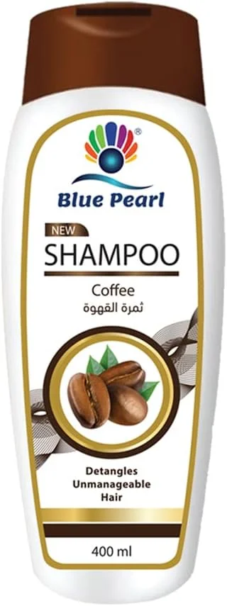 شامپو مو Blue Pearl با عصاره قهوه، برای باز کردن گره موهای غیرقابل کنترل، 400 میلی لیتر
