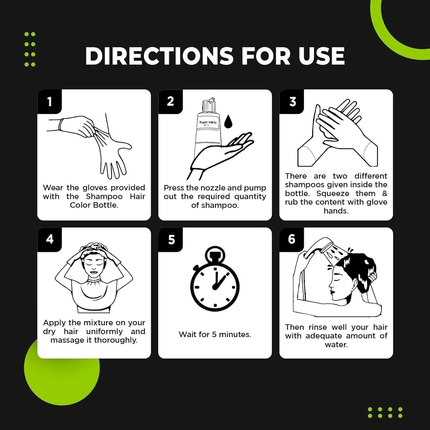 شامپو رنگ مو وی کر سوپر ایزی مناسب خانم ها و آقایان 180 میلی لیتر | رنگ موی سر، سبیل، ریش، دست ها و سینه فقط در 5 دقیقه | بدون پارابن، آمونیاک و سولفات (مشکی طبیعی)