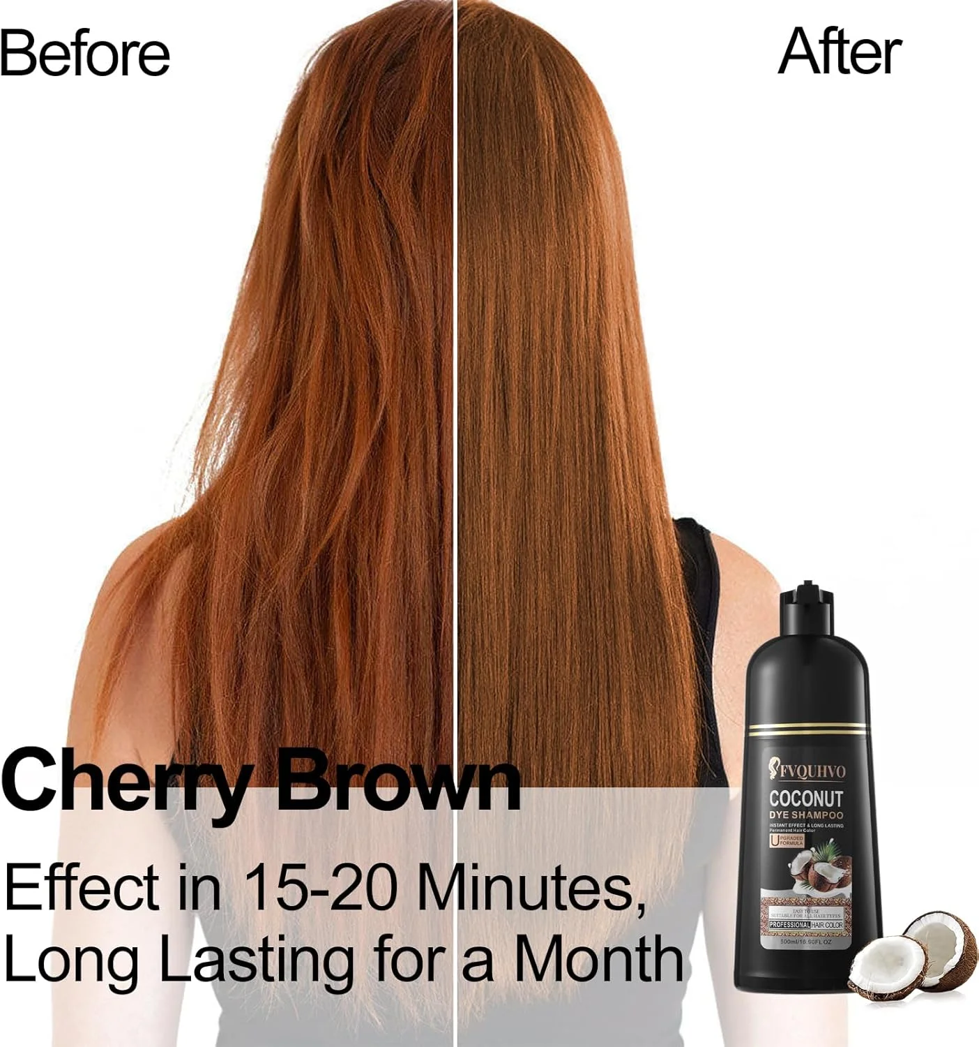 شامپو رنگ مو 3 در 1، رنگ مو روغن نارگیل، شامپو رنگ مو برای زنان و مردان، شامپو رنگ مو فوری، فرمول ملایم، حرفه ای و ماندگار، برای استفاده در خانه و سالن (قهوه ای گیلاسی)