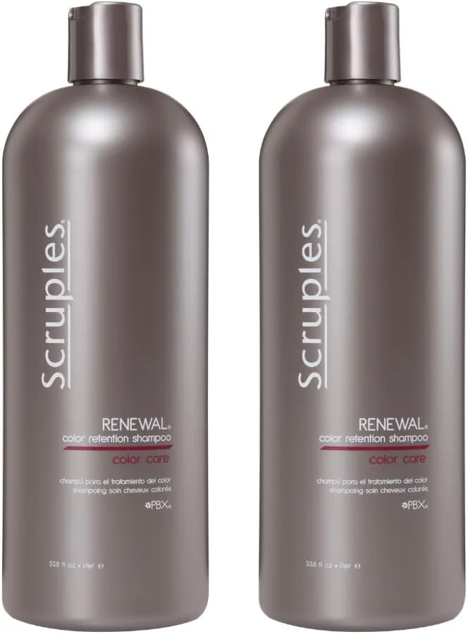 شامپو تثبیت کننده رنگ مو اسکروپلز رینیوال مناسب موهای رنگ شده (1000 میلی لیتر) ایمن برای انواع رنگ مو - جلوگیری از محو شدن رنگ - برای استفاده روزانه توسط آقایان و بانوان (بسته 2 عددی)