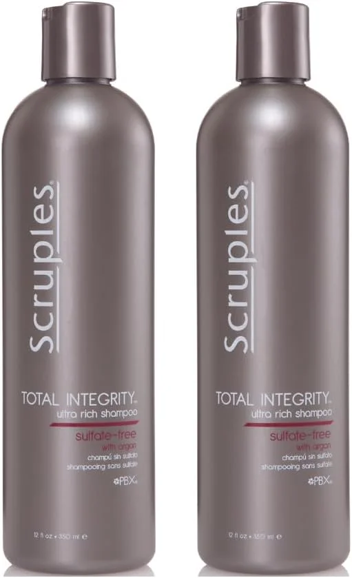 شامپو فوق العاده غنی Scruples Total Integrity - تغذیه، محافظت و افزایش ماندگاری رنگ مو - ملایم، بدون سولفات و حاوی آرگان - بسته 2 عددی