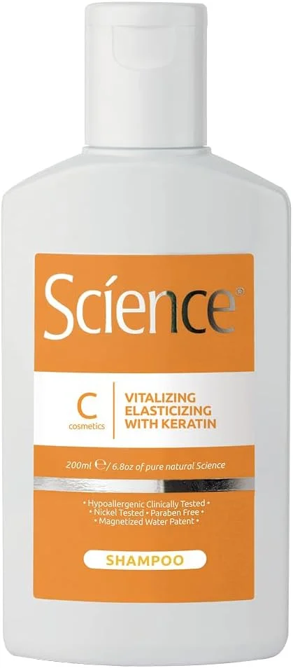 شامپو بازسازی کننده کراتینه مو ساینس هیر کر 200 میلی لیتر - برای موهای حساس و تحت درمان - بسته بندی مواد طبیعی 100% قابل بازیافت - ساخت ایتالیا