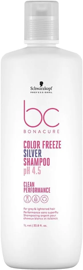 شامپو میسلار نقره ای تثبیت کننده رنگ مو شوارتسکف BC Bonacure pH 4.5 (مخصوص موهای خاکستری و روشن) 1000 میلی لیتر