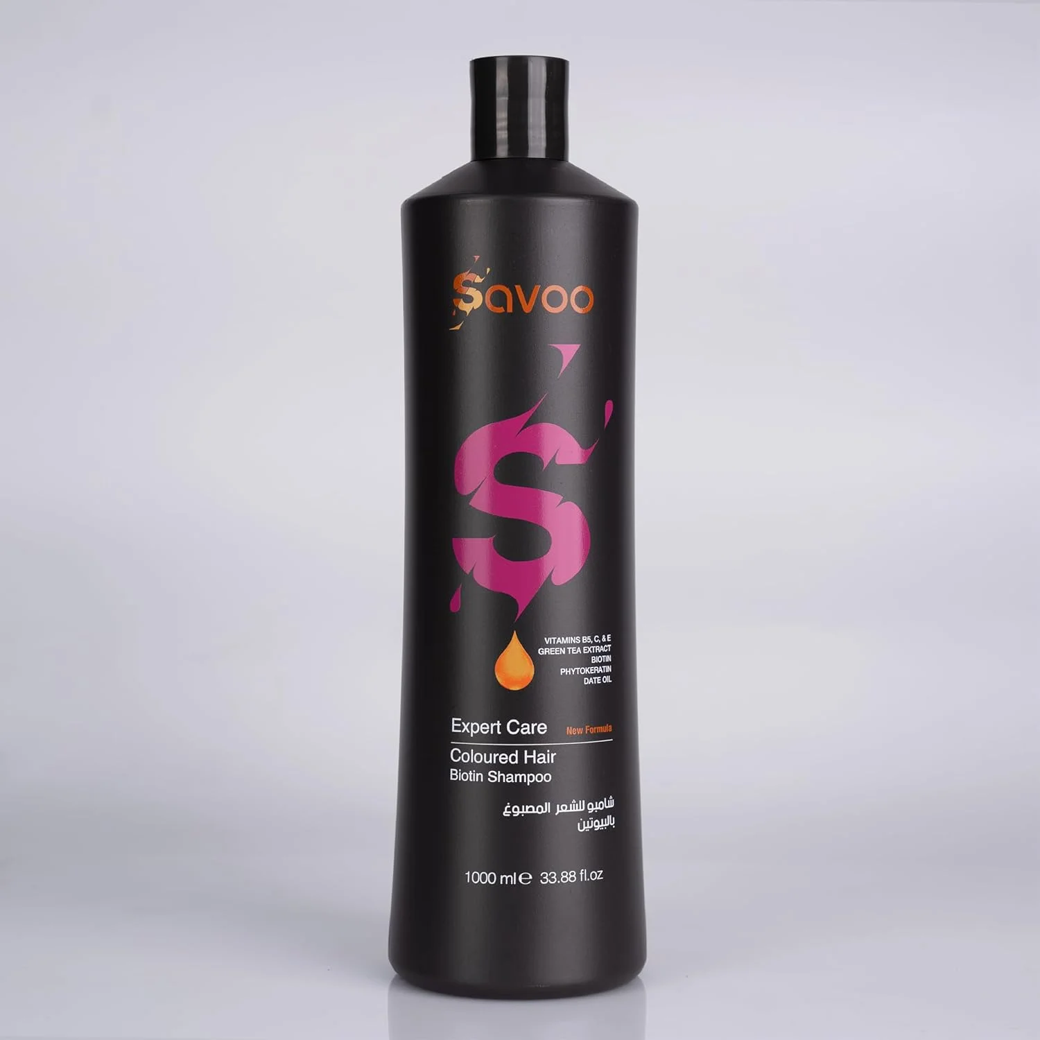 شامپو ساوو مخصوص موهای رنگ شده ۱۰۰۰ میلی لیتر | بیوتین، فیتوکراتین، چای سبز و روغن خرما | محافظت از رنگ مو، افزایش درخشندگی، حفظ رطوبت و تقویت مو | بدون سولفات