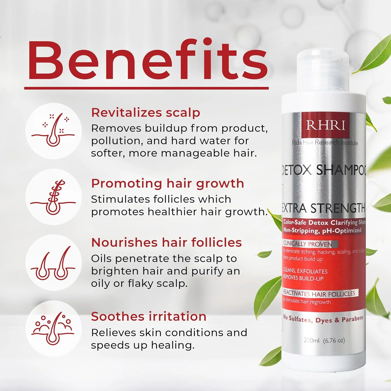 شامپو شفاف کننده موسسه تحقیقات موی ریدا، از بین برنده رسوبات و سم زدایی فلزات سنگین - ایمن برای موهای رنگ شده، بدون سولفات، مناسب برای پوست سر تحریک شده