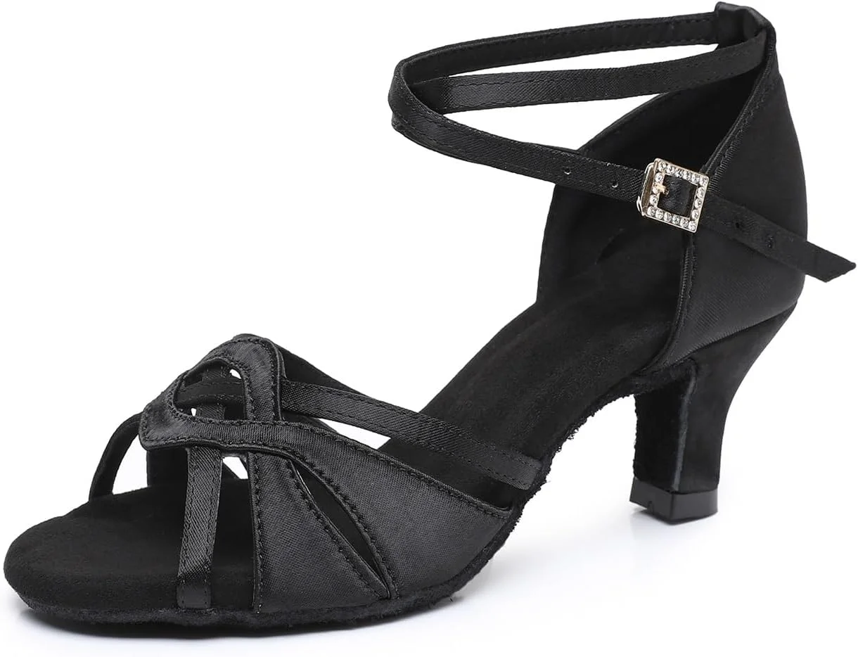 کفش رقص لاتین Rosefinch زنانه، کفش تمرین رقص حرفه ای سالسا تانگو بالروم، پاشنه 7 سانتی متری مشکی کفش رقص لاتین Rosefinch زنانه، کفش تمرین رقص حرفه ای سالسا تانگو بالروم، پاشنه 7 سانتی متری مشکی
